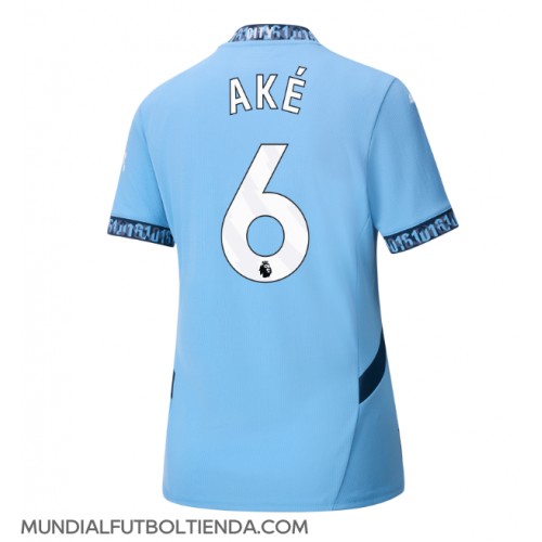 Camiseta Manchester City Nathan Ake #6 Primera Equipación Replica 2024-25 para mujer mangas cortas